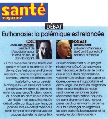 D Bat Dans Sant Magazine Sur L Euthanasie Le Blog De Jean Luc Romero