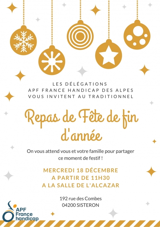 Repas de fête de fin d'année - APF France handicap Hautes-Alpes