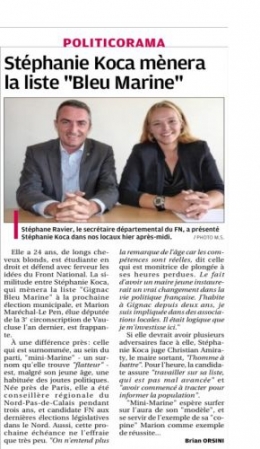 La Provence Mercredi 9 oct 2013 - Koca candidate FN à Gignac La Nerthe.png