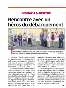La Provence 30 AOUT 2014 70 ème anniv Débarquement de Pce.png