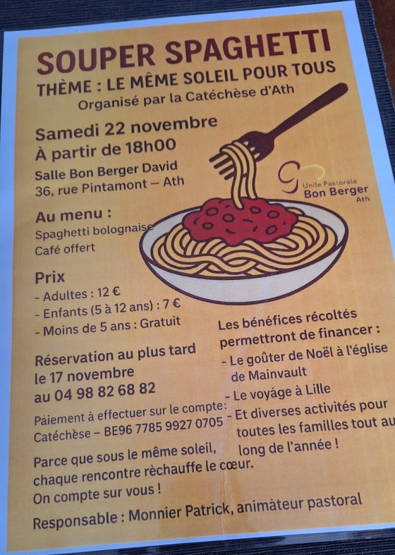 Ath: Un repas spaghetti pour un meilleur Noël - Les Echos Athois