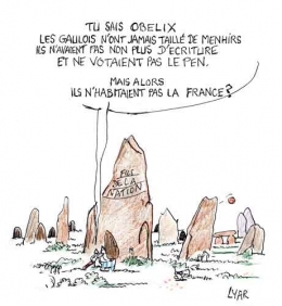 le pen,fils de la nation,fn,marine le pen,marion maréchal le pen,menhir,montretout,bar zing de montluçon,mémoires jean marie le pen,astérix,obélix,goscinny,uderzo