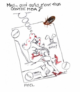 punaises invasion,pascal praud,punaises de lit,pin-up,charles gibson 1897,photo-dessin épinglé,nose art