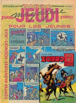 jeudi magazine,zorro magazine,zorro,éditeur arcadie,bd,bandes dessinées de collection,formats bandes dessinées anciennes,doc jivaro,bar zing,rue miscailloux montluçon,cimetière saint paul
