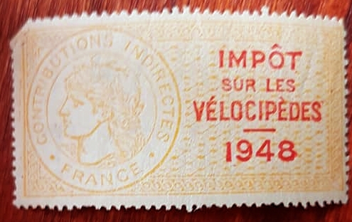 Timbre Fiscal Français De 1943 - Taxe Sur Les Vélocipèdes - Collection