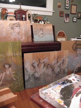 kawasaki,manga,dessins sur bois