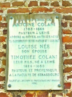 Mémoire d'Antoine Colani et postérité