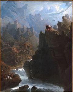 le barde,john martin,peintre,graveur,vertige,thomas gray,romantisme gothique,pays de galles,malédiction,snowdon,chutes d'eau