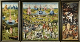 le jardin des délices terrestres,jérôme bosch,triptyque,le paradis terrestre,le jardin des délices,tourments infernaux,fontaine de vie
