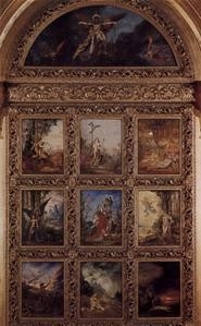 la vie de l'humanité,gustave moreau,polyptique,neuf panneaux,les travaux et les jours,hésiode,âge d'or,âge d'argent,âge de fer,adam,orphée,caïn