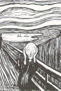 edvard munch,le cri en gravure sur bois,gravure colorée