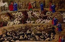 botticelli,l'enfer chant xviii,fresque,chapelle sixtine,vatican,médicis,florence,la divine comédie