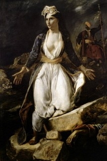 la grèce expirant sur les ruines de missolonghi,delacroix,ruines ensanglantées,lord byron