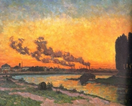 jean-baptiste armand guillaumin,soleil couchant à ivry,peintre,lithographe,impressionniste,pollution