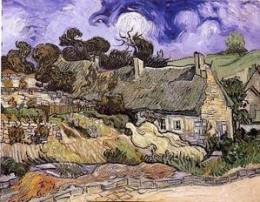 chaumes de cordeville,van gogh,peinture,volutes,toits de chaumes