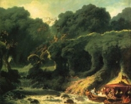 l'île d'amour,la fête à rambouillet,fragonard,verdure,chutes d'eau,marivaudage