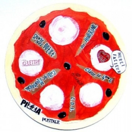 pizza postale,art postal,mail art,peinture,collage,courrier,atelier