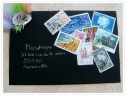 atelier,atelier d'art postal,collage,art postal,école primaire,collège,bibliothèque