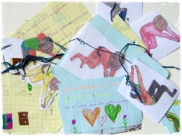art postal,work in progress,correspondance,cp,école élémentaire,la grande vague,koï nobori,mayotte