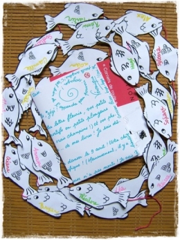 art postal,work in progress,correspondance,cp,école élémentaire,la grande vague,koï nobori,mayotte
