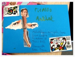 atelier,atelier d'art postal,collage,art postal,école primaire,collège,bibliothèque