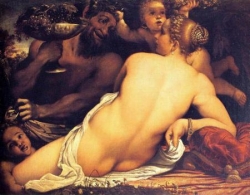 Vénus et satyre avec deux putti