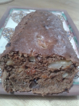 banane, cake, petit épeautre, baies