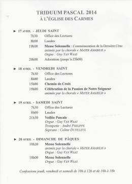 Triduum Pascal, 2014, Carmes, Bruxelles