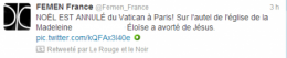 avortement, cathophobie, christianophobie, femen, Noël, sacrilège, profanation