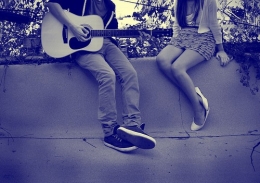 femme, guitare