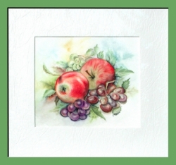 Pommes et raisins - Aquarelle - 42x46