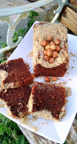 cake, crumble, chocolat, noisettes