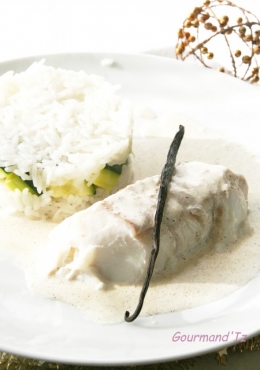 poisson à la vanille, dos de cabillaud, sauce à la vanille