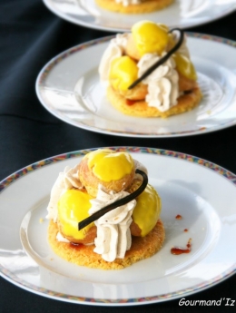 st honoré, choux à la mangue, chantilly, caramel, épices