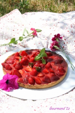 tarte aux fraises, recette de tarte aux fraises, recette sorbet ananas, basilic