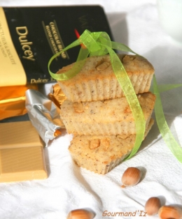 financiers; chocolat dulcey, noisettes