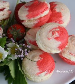 macaron,ganache au thym,fraises