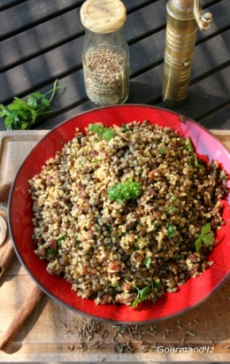 salade de lentilles, salade de boulghour, pilaf de lentilles, épices