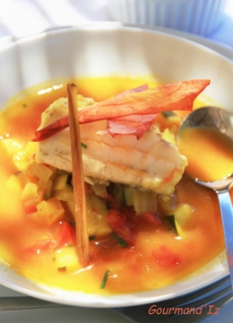 lotte, curcuma, citronnelle, nage de poisson, nage de lotte