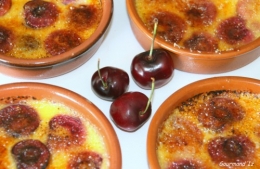 crème brûlée, coco, cerise