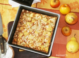 clafoutis sans gluten, clafoutis pommes, poires, clafoutis poire, clafoutis à la farine de chataigne