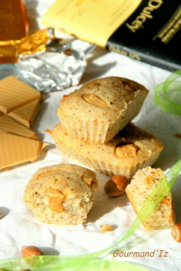 financiers; chocolat dulcey, noisettes