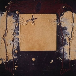2007 Quadrat ocre mixed media on wood.jpg