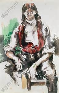 Cezanne jeune homme au gilet rouge