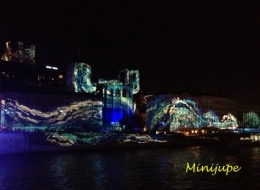 fête des lumières,lyon,quai saone,couleur,tableau,art,fourvière