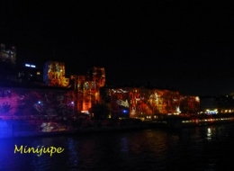 fête des lumières,lyon,quai saone,couleur,tableau,art,fourvière