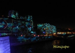 fête des lumières,lyon,quai saone,couleur,tableau,art,fourvière