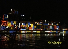 fête des lumières,lyon,quai saone,couleur,tableau,art,fourvière