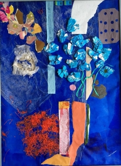 Bouquet sur fond bleu