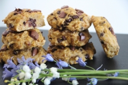 Cookie, rhubarbe, pépites de chocolat